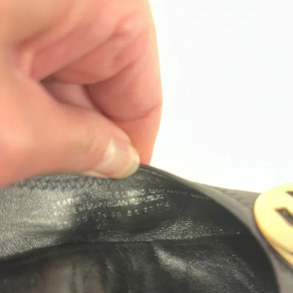 Tory Burch Black and Gold Leather Flats - Picture 3 of 9